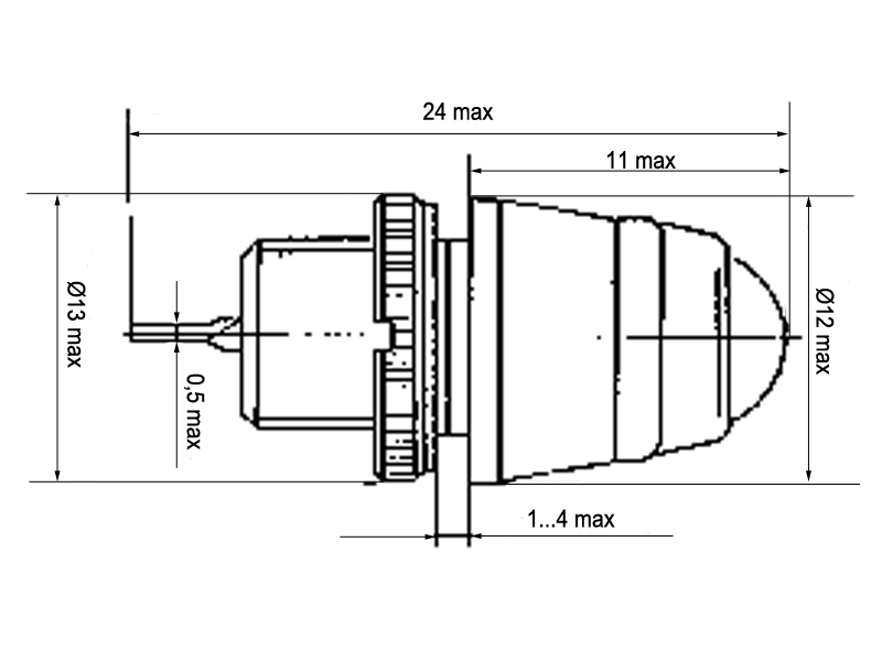 Схема габаритных размеров фонаря сигнального МФС-2