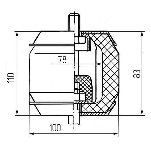 Схема габаритных размеров виброизолятора ВРВ-100/25