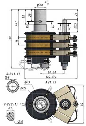Габаритные и установочные размеры Кольцевого токосъемника КТ-03