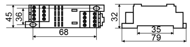 Схема габаритных размеров колодки под реле PYF14A